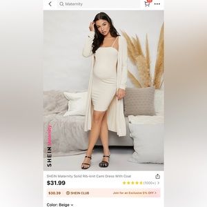 Rib knit cami dress with coat